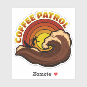 Retro koffie patrouille sticker