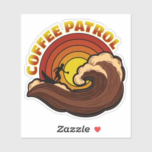 Retro koffie patrouille sticker (Vel)