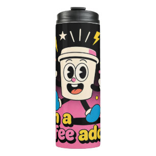 Retro Koffie Verslaafde Thermische Bekertemperatuu Thermosbeker