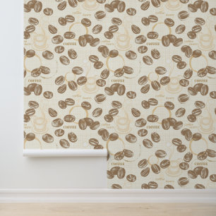 Retro  Koffiebonen & Espressokopjes Keuken Behang