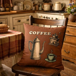 Retro koffiecafe patroon kussen