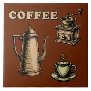 Retro koffiecafépatroon tegeltje