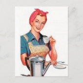 retro koffiedame briefkaart (Voorkant)