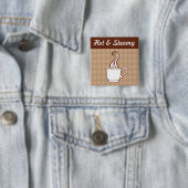Retro koffieknop vierkante button 5,1 cm (In situ)