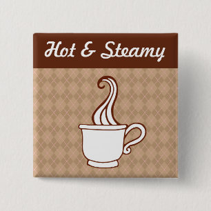 Retro koffieknop vierkante button 5,1 cm