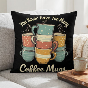 Retro koffiekop stapel vintage ontwerp kussen