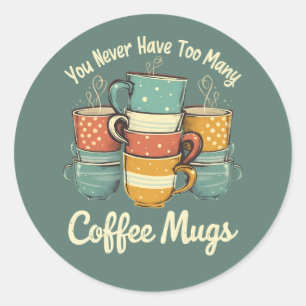 Retro koffiekopjes stapel illustratie ronde sticker