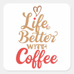 Retro Koffieliefhebber Typografie Vierkante Sticker