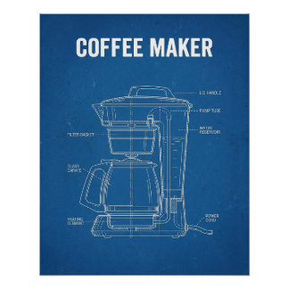 Retro koffiemachine Patent Blauwdruk Perfect Poster