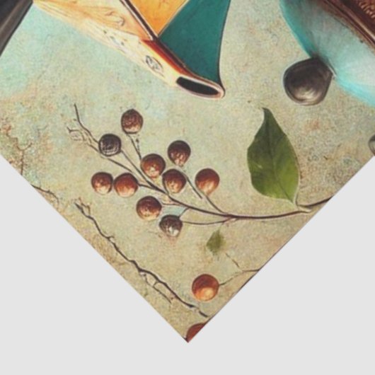 Retro koffiepot en kopjes tissuepapier (Detail)