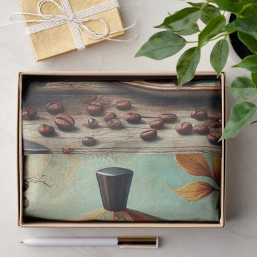 Retro koffiepot en kopjes tissuepapier (Geschenk)