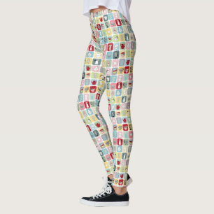 Retro Koffiepotten en cups Patroon Leggings