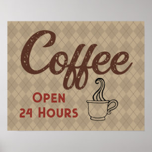 Retro koffieshop bord kunst poster
