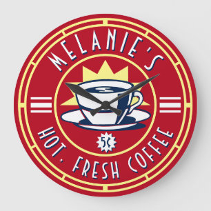 Retro Koffiewinkel Café Diner Sjabloon Grote Klok