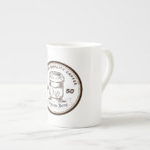 Retro  koffiewinkel, logo, donkerbruin porselein kop (Voorkant rechts)