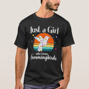 Retro kolibrie Bloemen Gewoon een meisje dat van h T-shirt