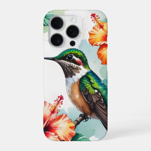 Retro Kolibrie & Hibiscus Bloemige Hoes voor Telef iPhone 16 Pro Hoesje