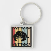 Retro Komodo Dragon Silhouette Sleutelhanger (Voorkant)
