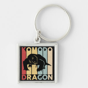  Retro Komodo Dragon Silhouette Sleutelhanger