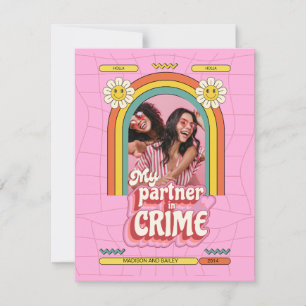 Retro Kompaan in Misdaad BFF Valentijnskaart Notitiekaartje