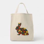 Retro konijntje en bloemen tote bag (Achterkant)
