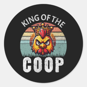 Retro koning van de Coop Angry Daddy Chicken Vader Ronde Sticker