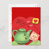 Retro Kop thee Valentijn Feestdagenkaart (Voorkant / Achterkant)