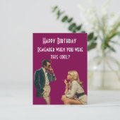 Retro Koppel Happy Birthday Grapje Briefkaart (Staand voorkant)