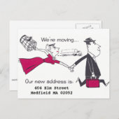 Retro koppel in beweging Adreswijziging Aankondigingskaart (Voorkant / Achterkant)