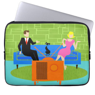 Retro Koppel met Cat Laptop Sleeve