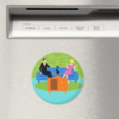 Retro Koppel met Kat Magnet Magneet (Insitu (Vaatwasser))