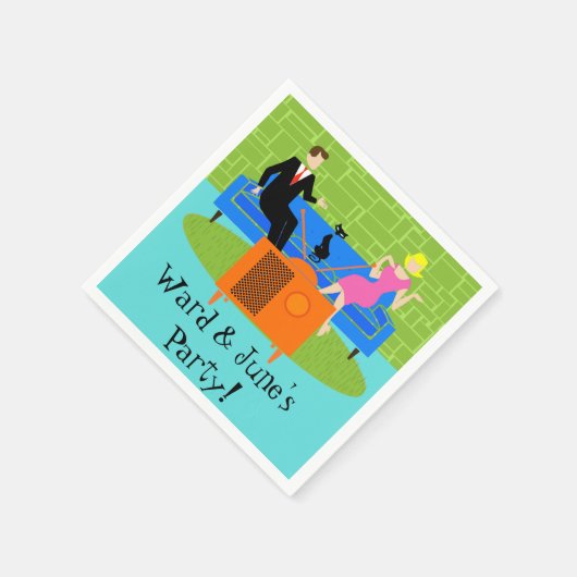 Retro Koppel met Kat Papier Servetten (Hoek)