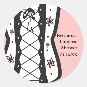 Retro korset lingerie douche bruidsroze sticker
