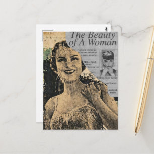 Retro korset vrouw collage briefkaart