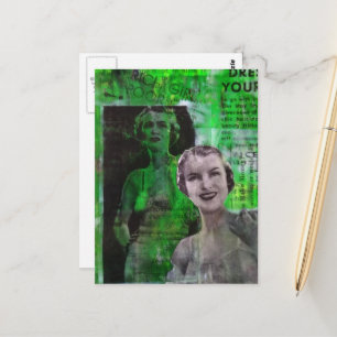 Retro korsetten Vrouw Mixed media collage Briefkaart