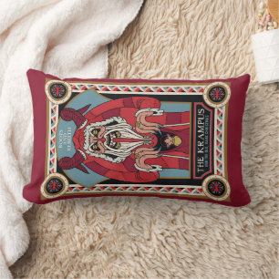 Retro  Krampus & de oude, donkere kerst Kussen