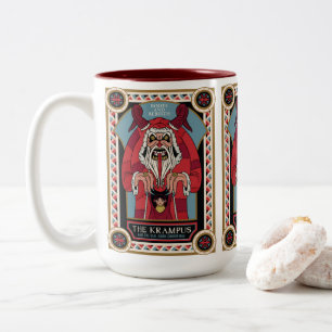 Retro  Krampus & de oude, donkere kerst Tweekleurige Koffiemok