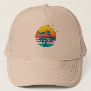 Retro kroatië Sunset, #kroatië Trucker Pet