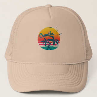 Retro kroatië Sunset, #kroatië Trucker Pet