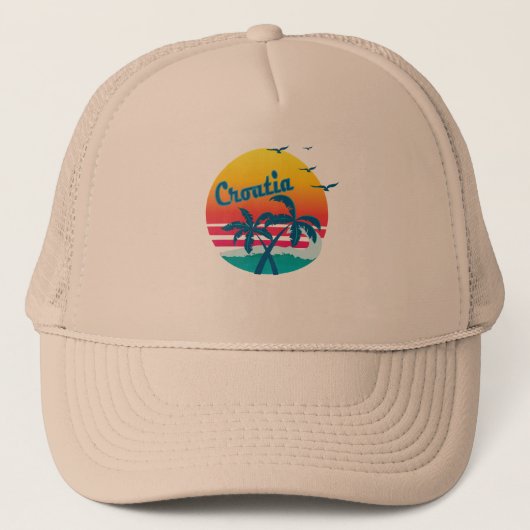Retro  kroatië Sunset, #kroatië Trucker Pet (Voorkant)