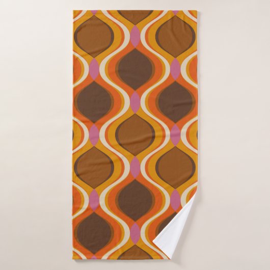 Retro krommen naadloos patroon. Stijlscherm van 70 Badhanddoek (Badhanddoek)