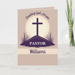 Retro kruis op heuvel Pastor waarderingskaart Kaart