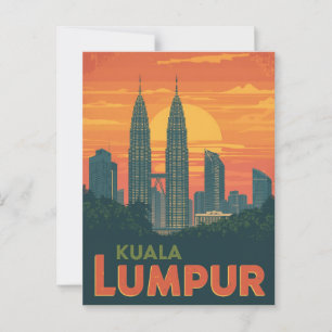 Retro Kuala Lumpur Petronas Towers Briefkaart