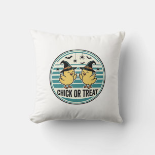 Retro Kuiken Of Behandel Halloween Kuikens Ontwerp Kussen