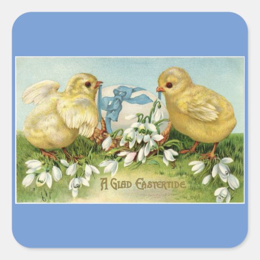 Retro Kuikens Met Eierstickers Vierkante Sticker (Voorkant)