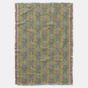 Retro Kunst & Ambacht stijl Vogels in Bomen Patroo Deken