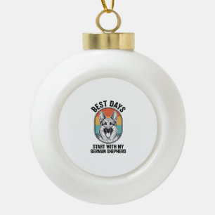 Retro Kunst Duitse Herdershond Oud Ontwerp Voor Ho Keramische Bal Ornament