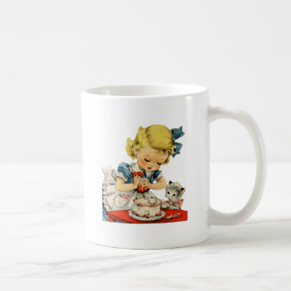 Retro Kunstwerk van de Kat van de Cake van het Koffiemok