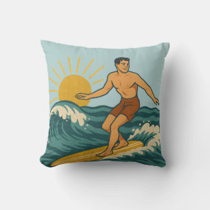 Retro Kust Cali Surfer Omkeerbare Surfplank Kussen