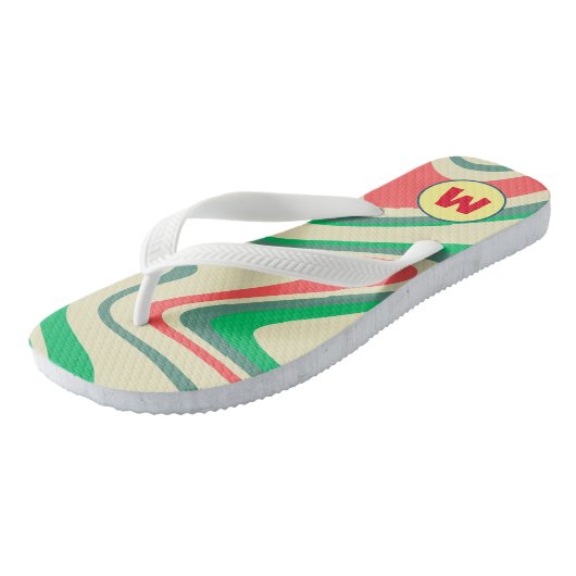 retro l monogram cadeau voor zomer l Marmer Teenslippers (Schuin)